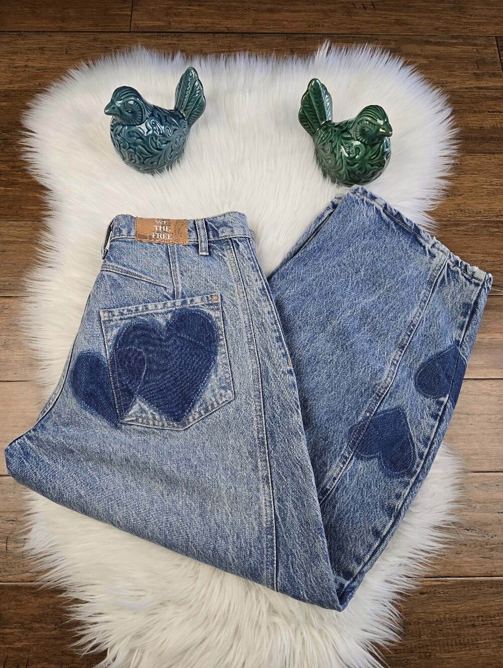 Free People We The Free People Heart Shadow  Barrel Good Luck Jeans 27 - Picture 14 of 14